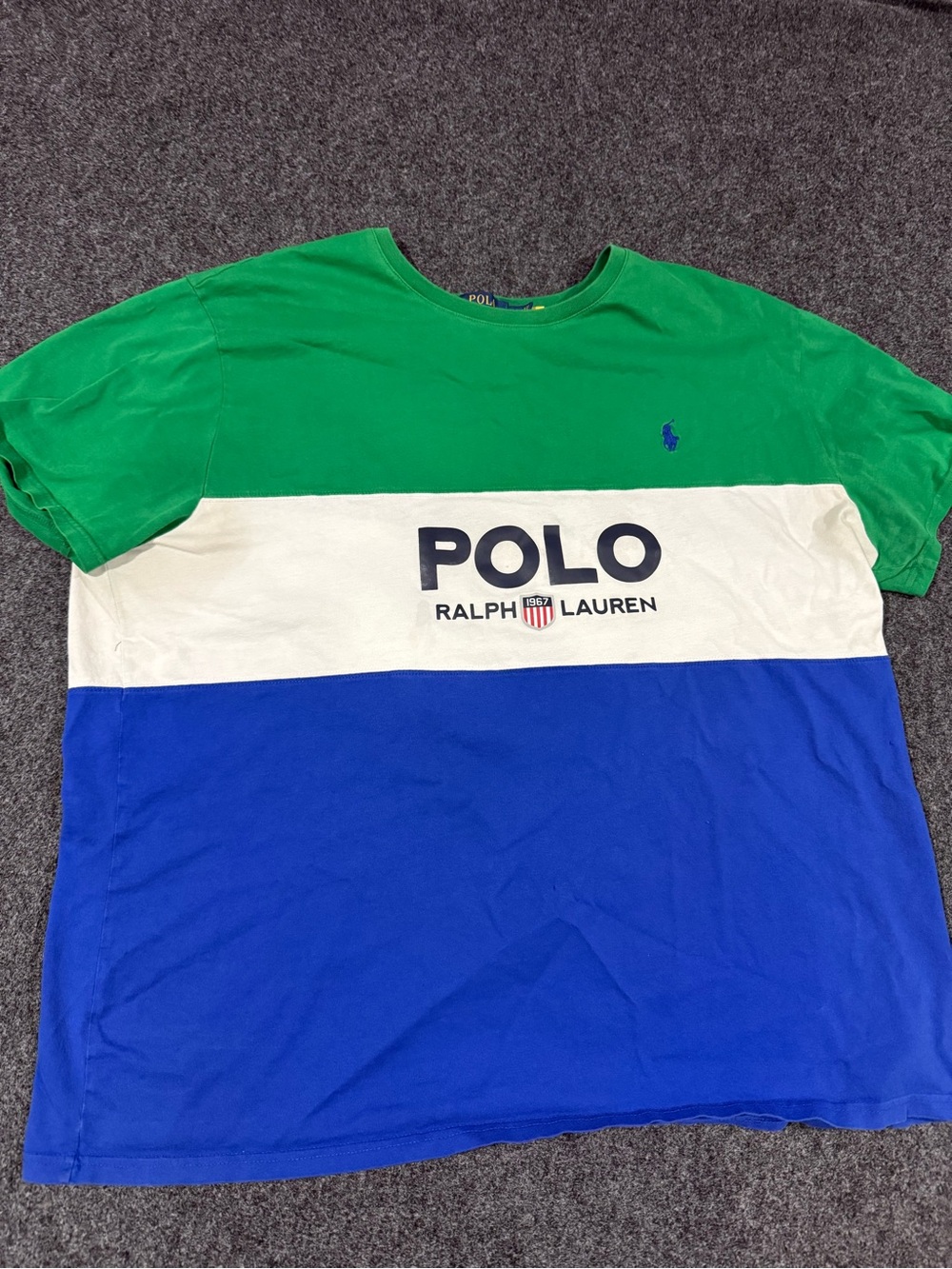Polo by Ralph Lauren mens Colorblock Crew Tee - Green/White/Blue